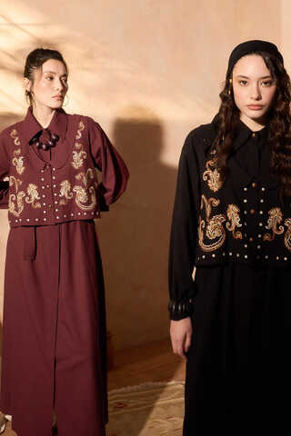 Manas Yelekli Elbise Takım Siyah - 2