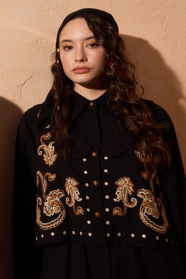 Manas Yelekli Elbise Takım Siyah - 5