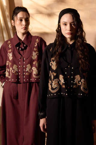 Manas Yelekli Elbise Takım Siyah - 6