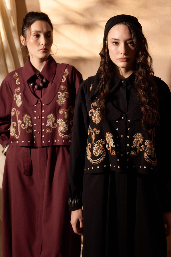 Manas Yelekli Elbise Takım Siyah - 6