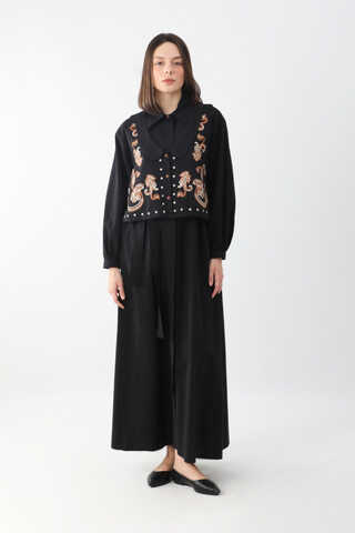 Manas Yelekli Elbise Takım Siyah - 10
