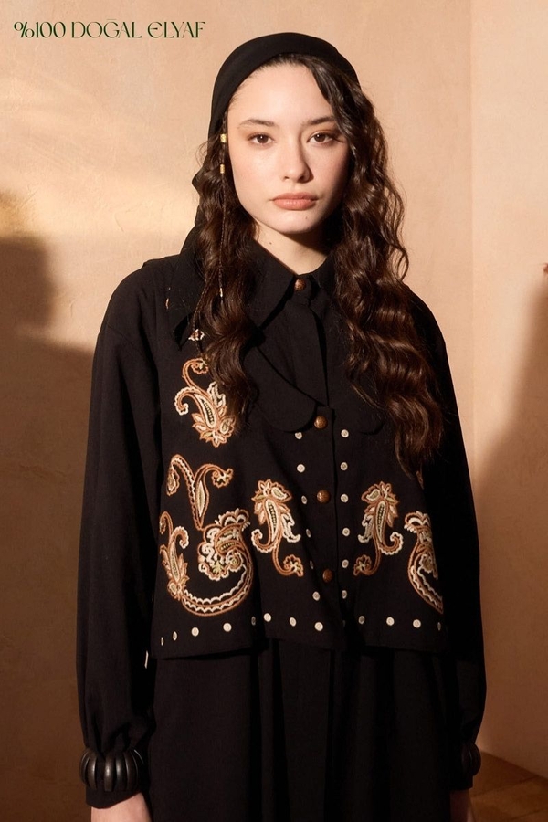 Manas Yelekli Elbise Takım Siyah 