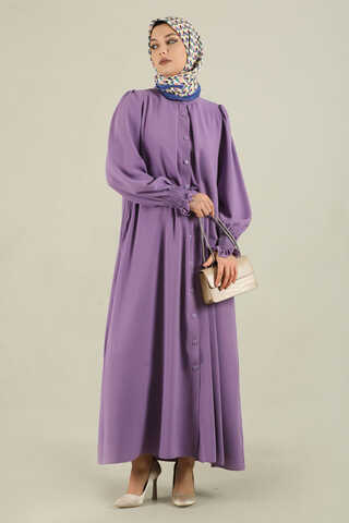 Klasik Elbise Ferace Lila - 1