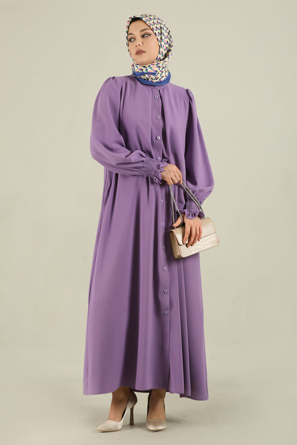 Klasik Elbise Ferace Lila - 1