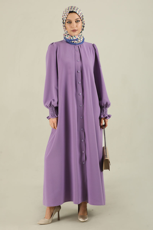 Klasik Elbise Ferace Lila - 3