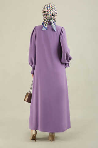 Klasik Elbise Ferace Lila - 5