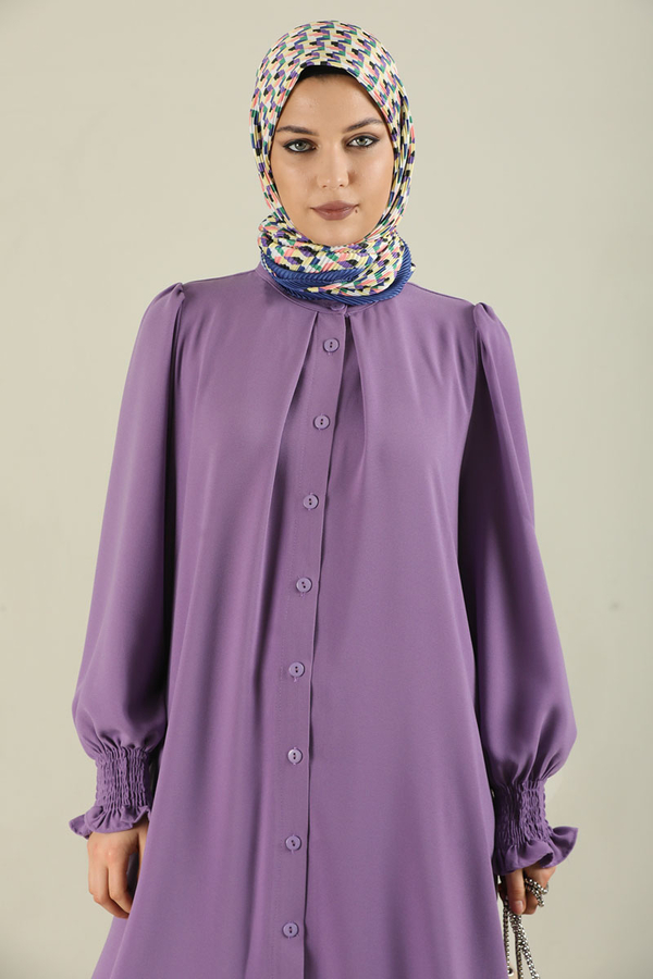 Klasik Elbise Ferace Lila - 2