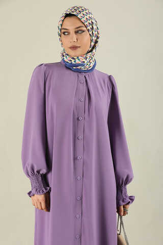 Klasik Elbise Ferace Lila - 4