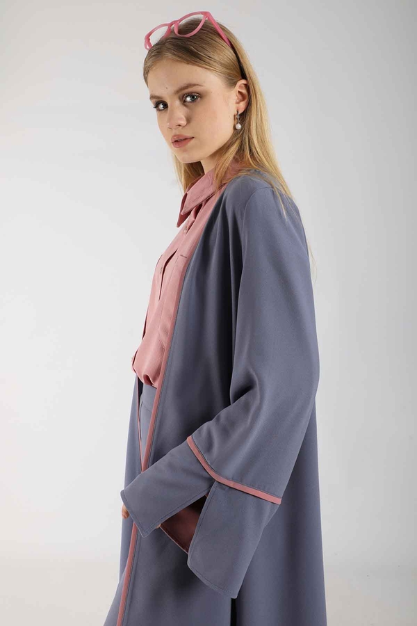 Yırtmaçlı Abaya Takım Gri - 3