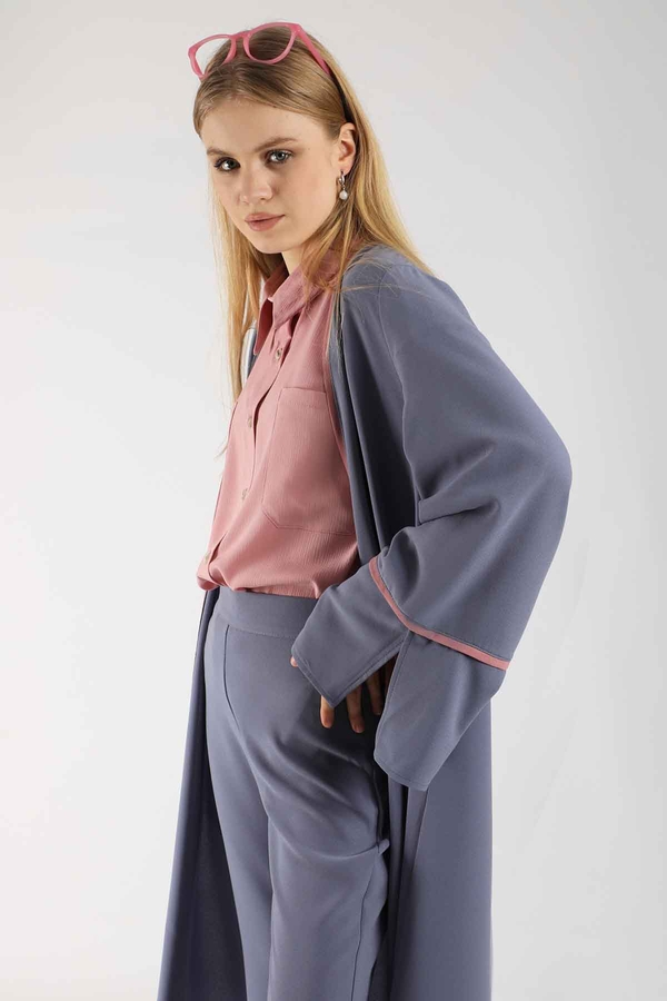 Yırtmaçlı Abaya Takım Gri - 6