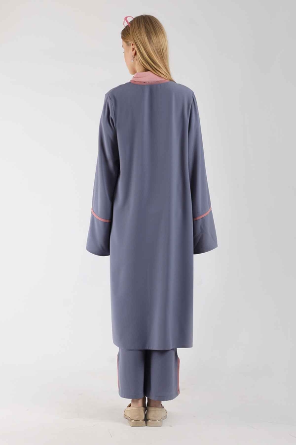 Yırtmaçlı Abaya Takım Gri - 7