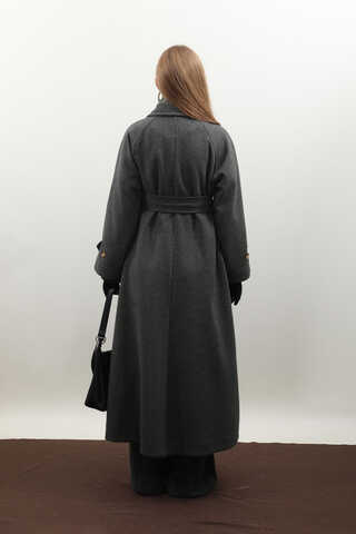 Manşeti Kemerli Uzun Kaban Antrasit - 14