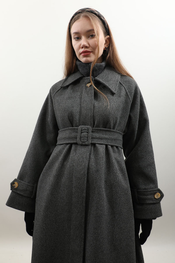 Manşeti Kemerli Uzun Kaban Antrasit - 13