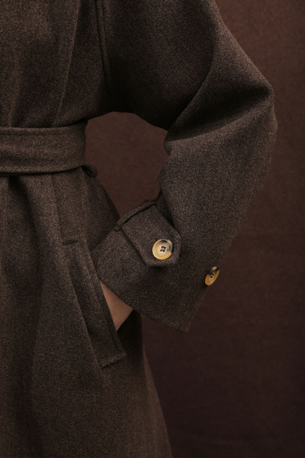 Manşeti Kemerli Uzun Kaban Kahverengi - 12