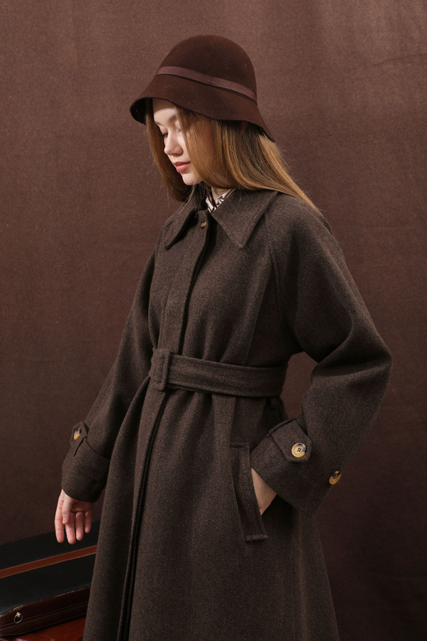 Manşeti Kemerli Uzun Kaban Kahverengi - 20