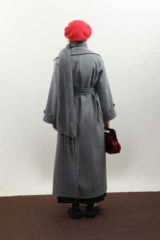 Manşeti Kemerli Uzun Kaban Koyu Gri - 5