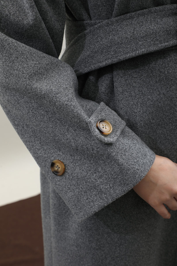 Manşeti Kemerli Uzun Kaban Koyu Gri - 6