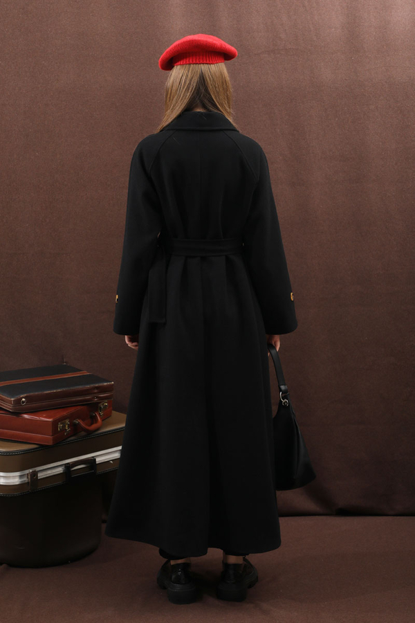 Manşeti Kemerli Uzun Kaban Siyah - 18