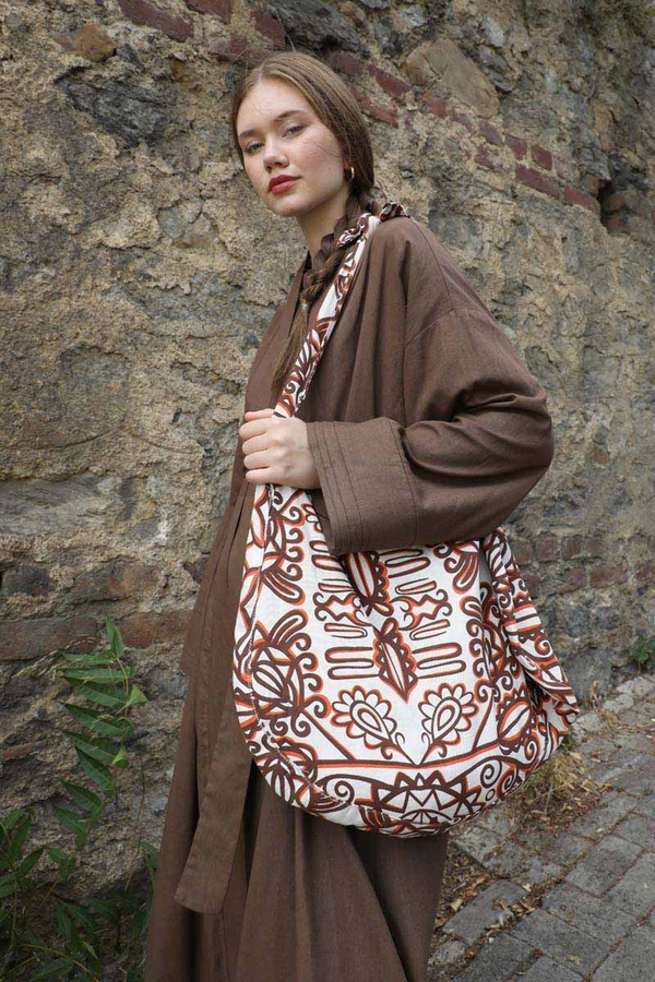 Manşeti Nervürlü Abaya Kahverengi - 4