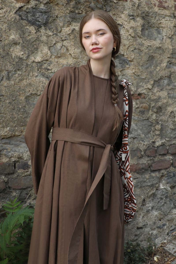 Manşeti Nervürlü Abaya Kahverengi - 7