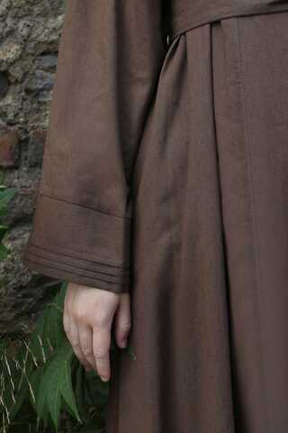 Manşeti Nervürlü Abaya Kahverengi - 8