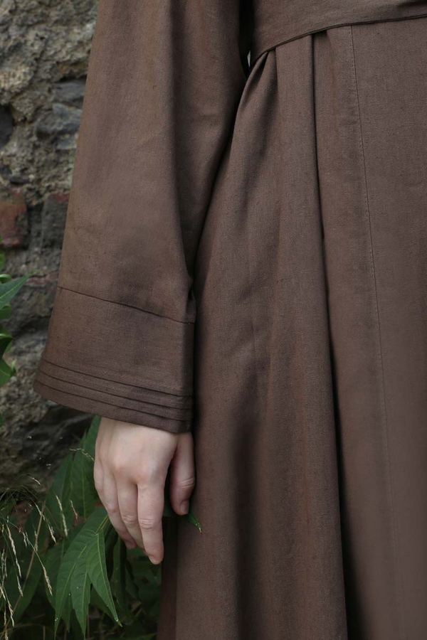 Manşeti Nervürlü Abaya Kahverengi - 8