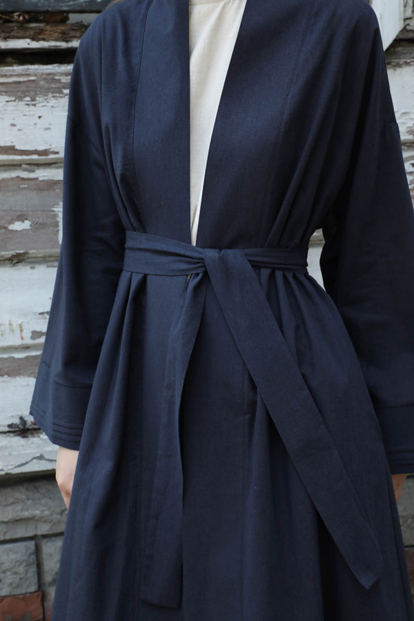 Manşeti Nervürlü Abaya Lacivert - 6