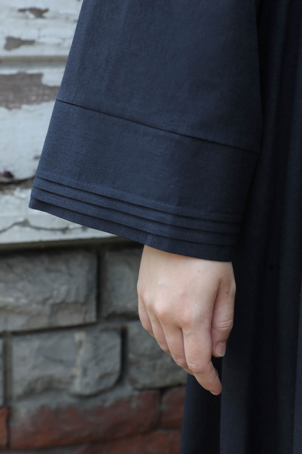 Manşeti Nervürlü Abaya Lacivert - 7