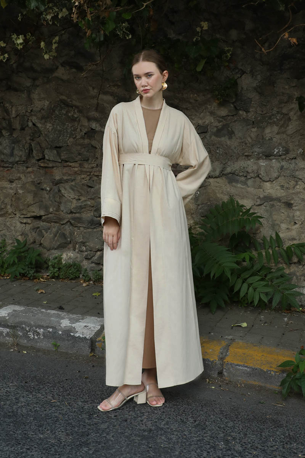 Manşeti Nervürlü Abaya Taş - 2