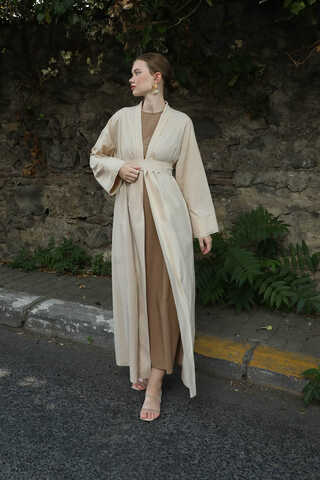 Manşeti Nervürlü Abaya Taş - 3