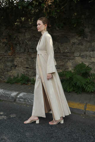 Manşeti Nervürlü Abaya Taş - 4