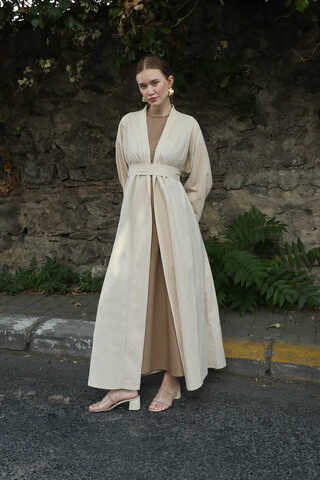 Manşeti Nervürlü Abaya Taş - 5