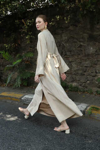 Manşeti Nervürlü Abaya Taş - 6