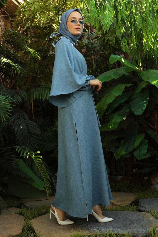 Volanlı Abaya Takım Bebe Mavisi - 4