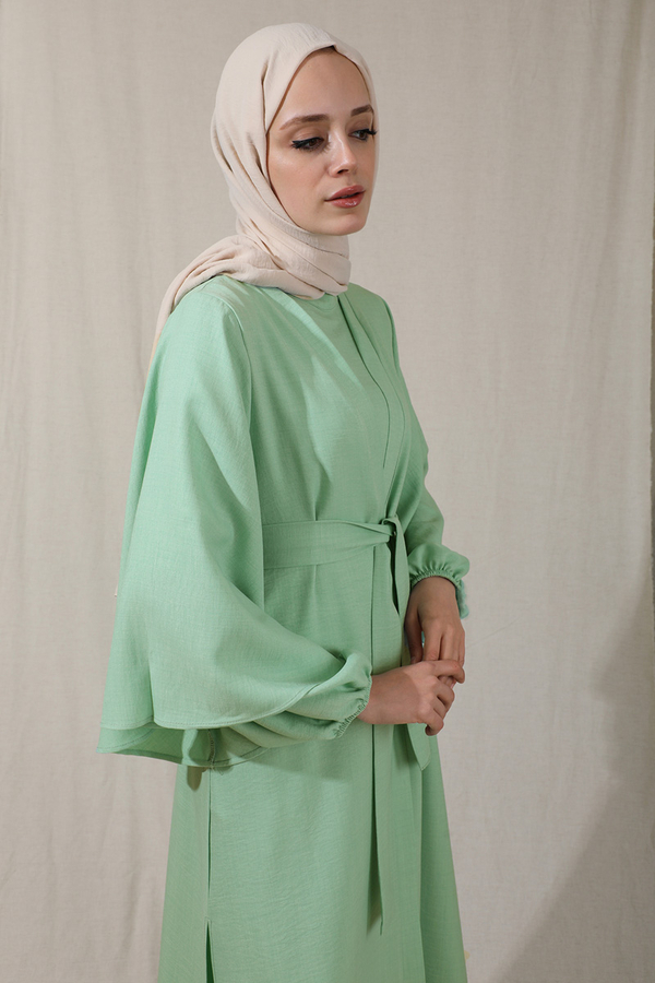 Volanlı Abaya Takım  Su Yeşili - 2