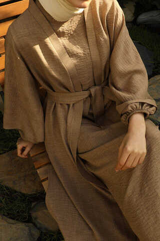 Volanlı Abaya Takım Vizon - 3