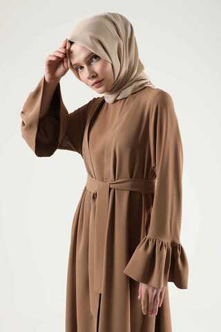 Manşeti Volanlı Taşlı Abaya Takım Taba - 2
