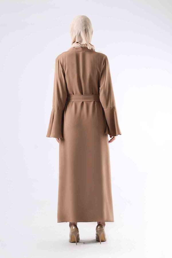 Manşeti Yırtmaçlı Abaya Takım Camel - 3
