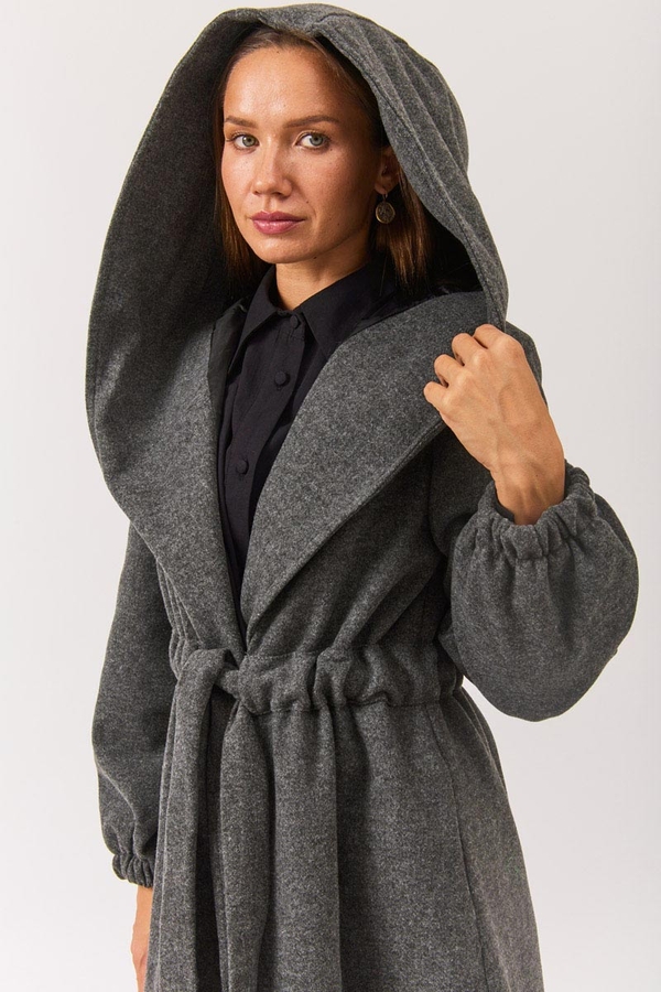 Maria Long Cachet Coat Anthracite - 4