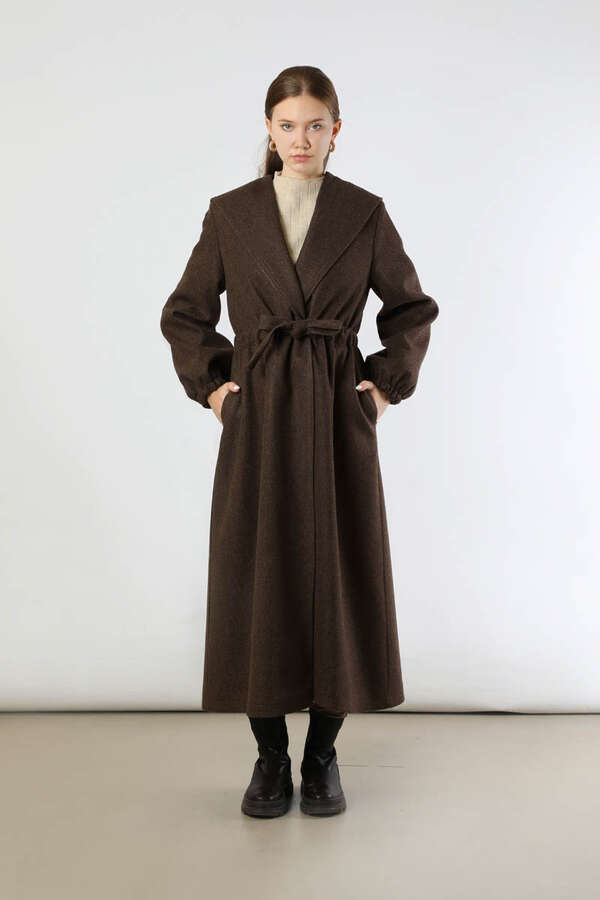 Maria Long Cachet Coat Brown - 4