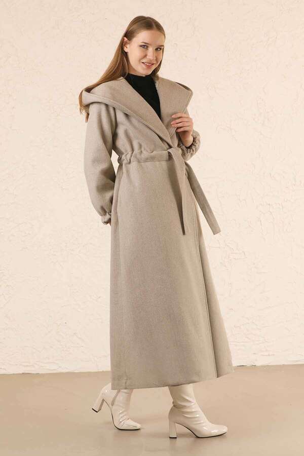 Maria Long Cachet Coat Gravel - 2
