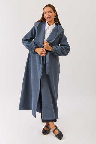 Maria Long Cachet Coat İndigo - 3
