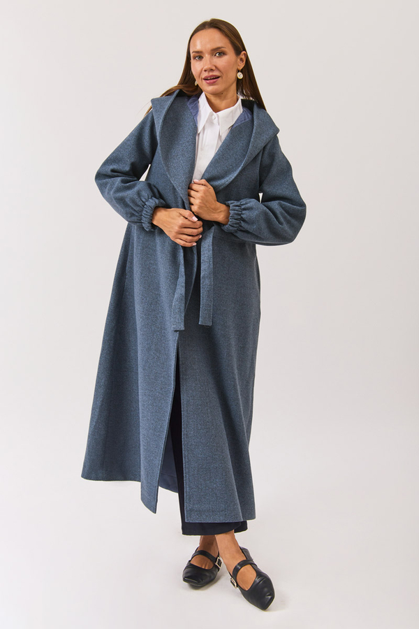 Maria Long Cachet Coat İndigo - 3
