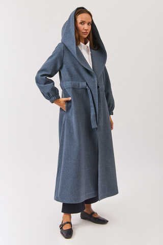 Maria Long Cachet Coat İndigo - 4