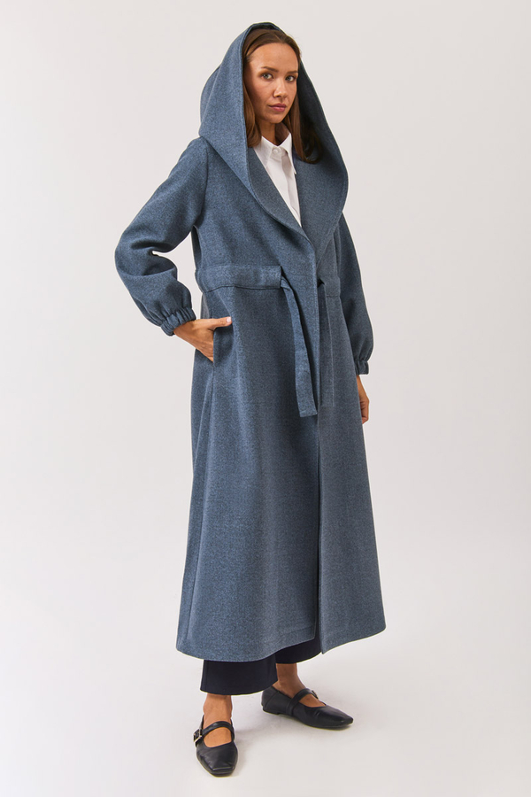 Maria Long Cachet Coat İndigo - 4