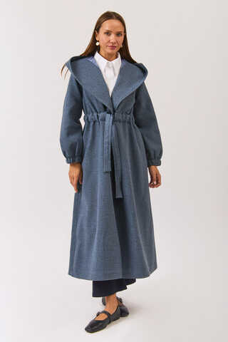 Maria Long Cachet Coat İndigo - 1
