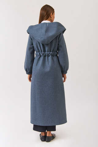Maria Long Cachet Coat İndigo - 5