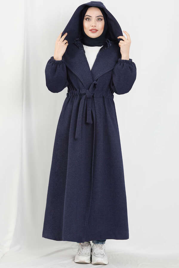 Maria Long Cachet Coat Navy Blue 