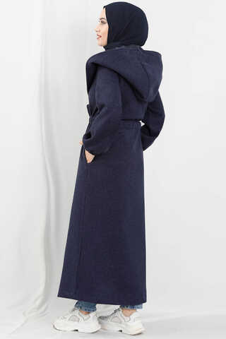Maria Long Cachet Coat Navy Blue - 3