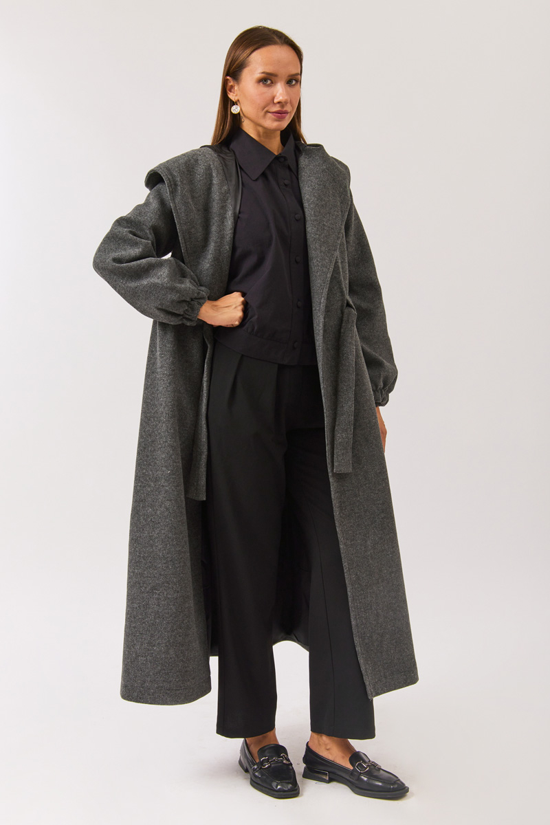 Maria Uzun Kaşe Kaban Antrasit